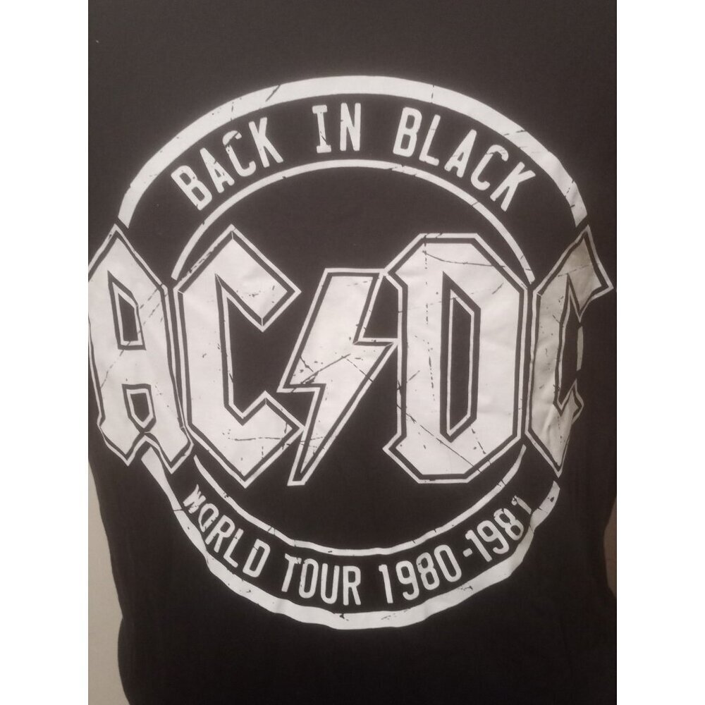 AC/DC Back In Black T-Shirt Large L Black Short Sleeve World Tour 1980-1981 - Picture 2 of 9